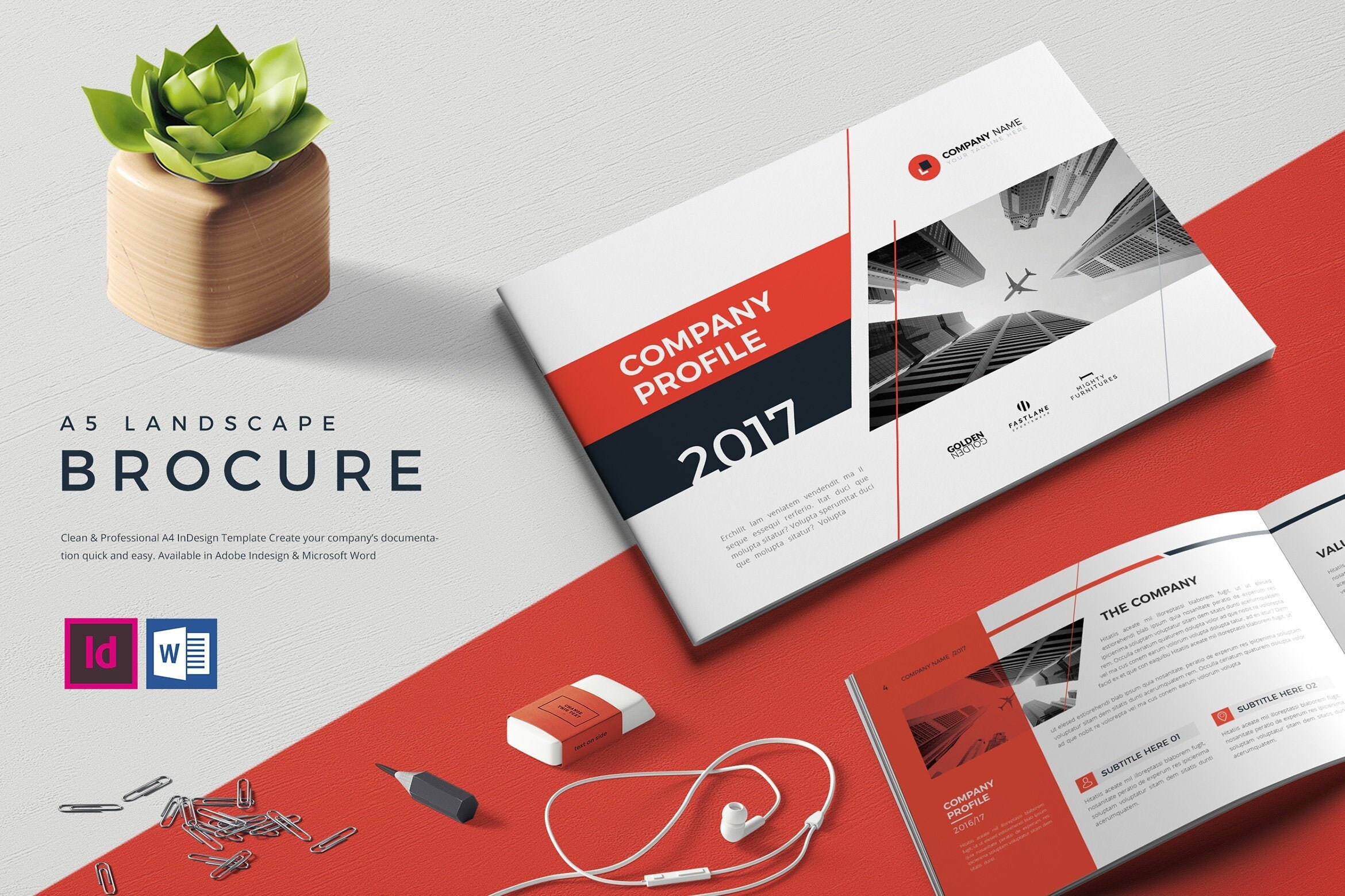 A5 Landscape Brochure Company Profile Template Indesign Etsy