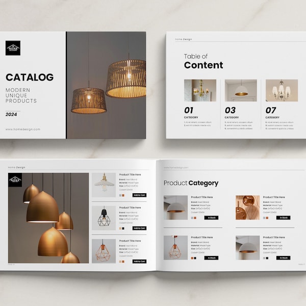 Multipurpose Catalog Template | 16 Custom Pages | A5 Landscape | Canva | InDesign | Docx template | fully editable