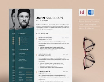 Professional Resume Template, Cover Letter, WORD & InDesign
