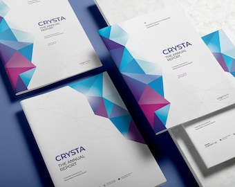 Plantilla editable de informe anual para InDesign, folleto comercial (tamaños A4 y Carta estadounidense)