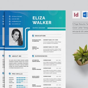 Resume CV, 1 Page Resume, Cover Letter, Professional Executive Resume Template for WORD.