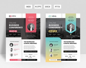 Online Business Conference Flyer Vorlage, Corporate Event Flyer Vorlage, Meeting Flyer, Business Talk Flyer, Voll editierbar.