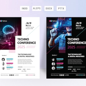 Technology Conference flyer template, Event flyer template, Meeting flyer, Business talk flyer, Fully editable.