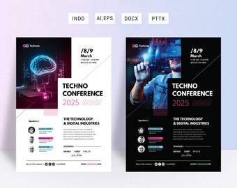 Technology Conference Flyer Template, Editable Event Flyer