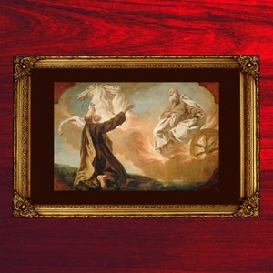Profeta Elijah Eliyahu & Elisha Mantle Wall Art, 36 "X 24" Solo tela, Arte dell'Antico Testamento, Immagini della Bibbia Messianica Cristiana Ebraica
