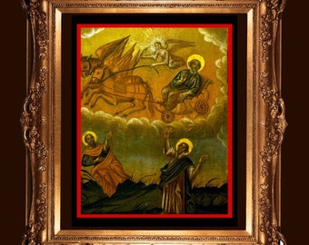 Prophet Elijah & Elisha Gallery Wrap 24" X 30 " Canvas Only Orthodox Icon Art, Jewish Home Decor, Messianic Wall Art, Transfiguration