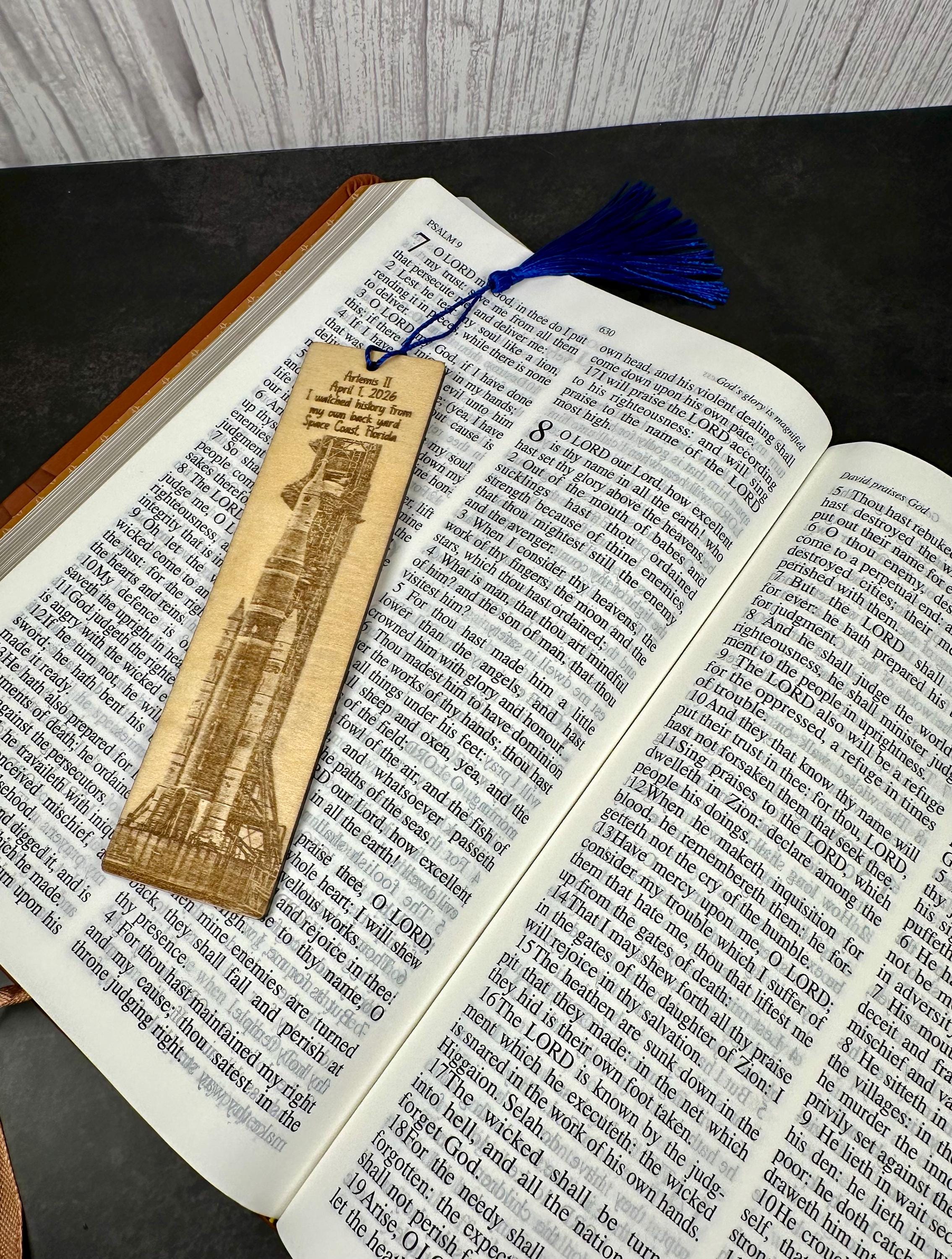 Artemis II Inspired Bookmark, Space Wooden Bookmark, Rocket Engraved ...
