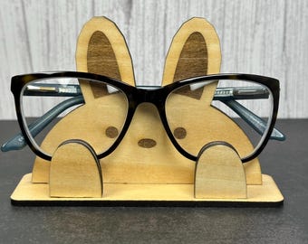 Laser Cut Bunny Glasses Holder – Cute Wooden Eyeglass Stand | Funny Rabbit Desk Organizer | Animal Eyeglass Holder |