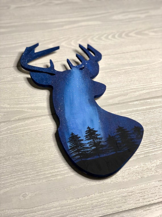 Society6 ケース Blue Deer by Huebucket Reindeer Print, Reindeer Galaxy, Animal Silhouette