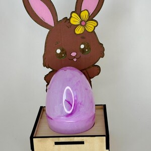 Easter Bunny Egg Holder – Wooden Easter Egg Display – Cute Bunny Decor for Easter Basket – Personalized Easter Gift – Laser Cut Egg Stand
