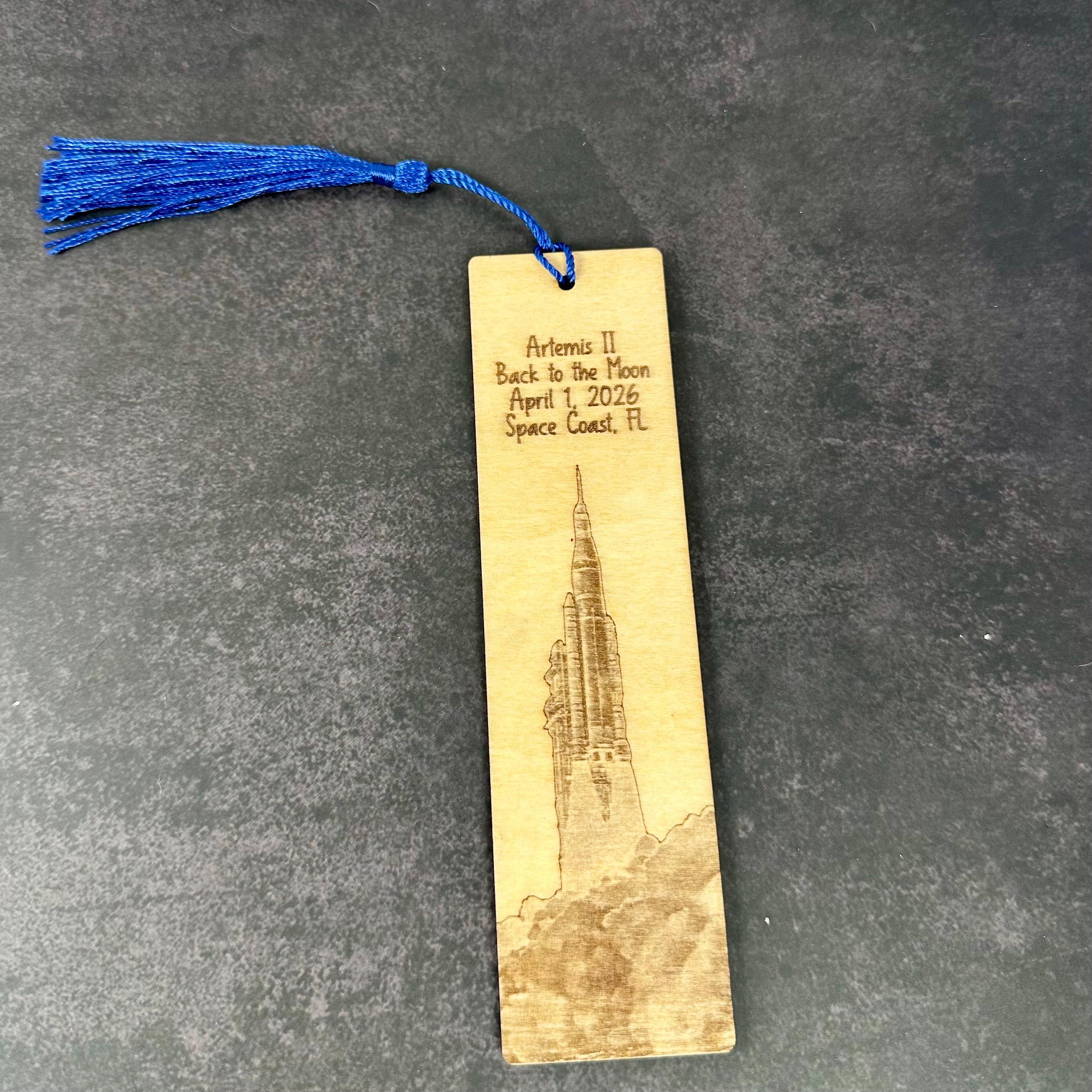 Artemis II Inspired Bookmark, Space Wooden Bookmark, Rocket Engraved ...