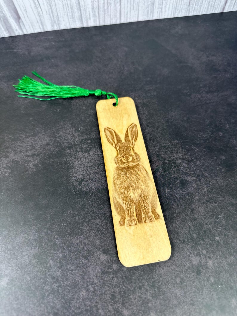 Engraved Bunny Bookmark, Wooden Rabbit Bookmark With Tassel, Bunny ...