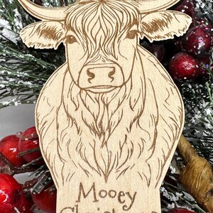 Highland Cow Ornament, Laser Engraved Christmas Ornament, Gift for Cow Lover, Christmas Ornament, Wood Ornament, Farmhouse Gift