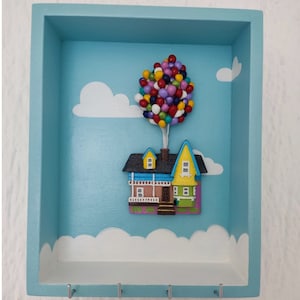KeyHolder UP Movie, Adventure is out there, Up keychain holder, wedding gift, anniversary gift, Movie Up Baloons, Carl & Ellie House