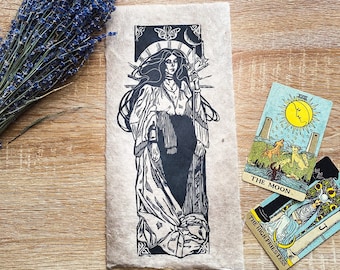 The Moon Priestess Witch Goth Victorian Art Nouveau Woodcut Print