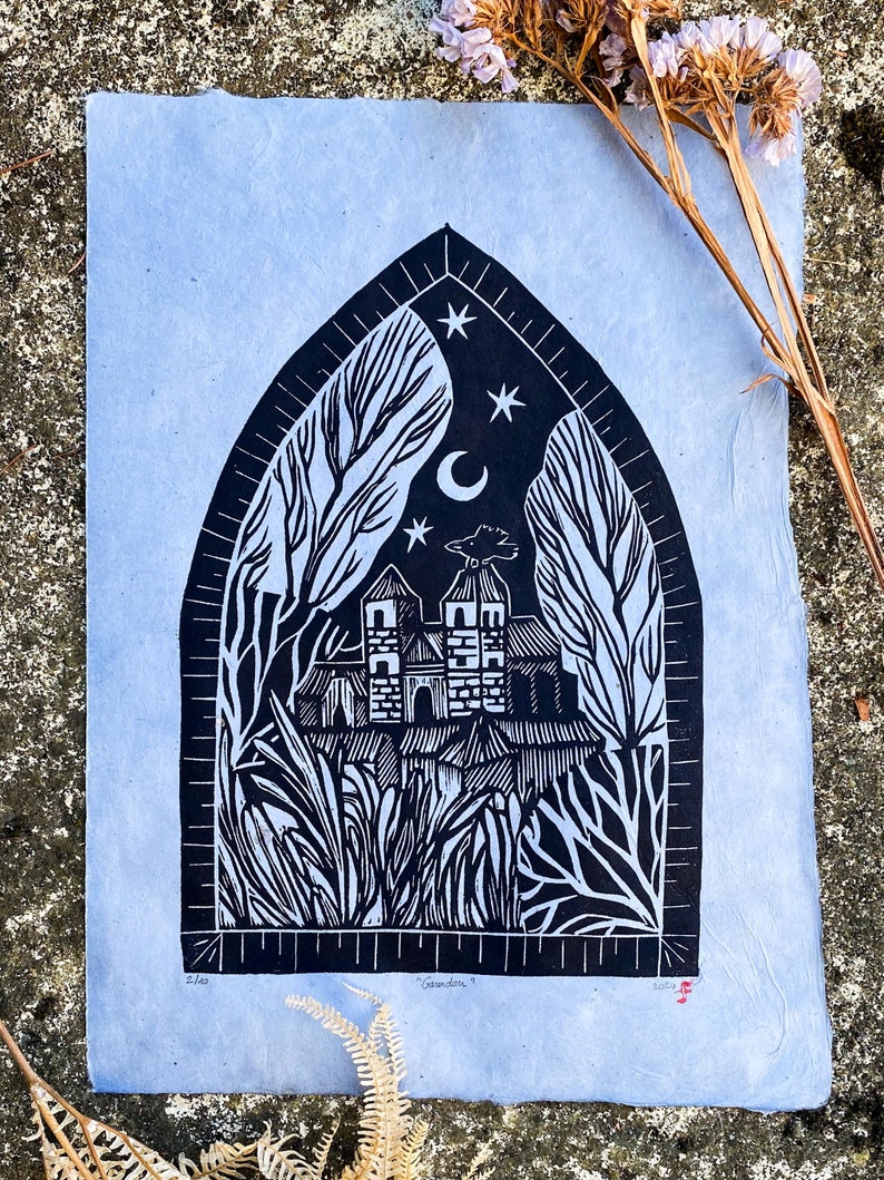 Linocut Window Medieval Window Gourdon Linocut Print - Etsy