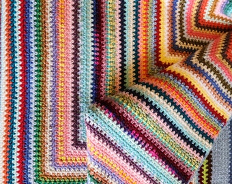 Beautiful, Moss stitch "Everything" blanket w/ multiple colors, Ready to Ship