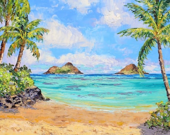 Islands In The Wind, An Original Oil Painting Of Lanikai Beach, Oahu, Hawaii