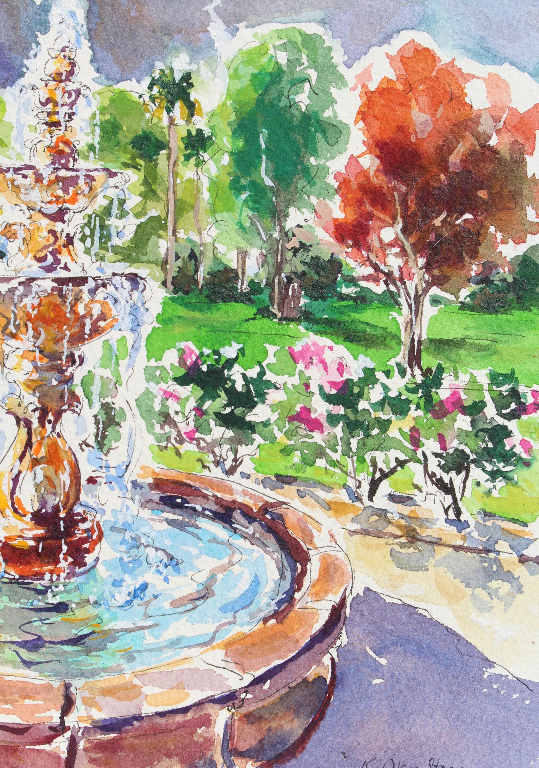Saturday in the Park, an Original Watercolor Painting of A Water