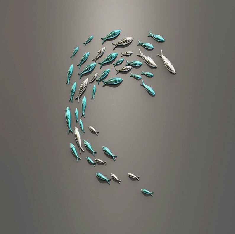Creative Fish Wall Artmosaic School of Fish3d Decoration Etsy