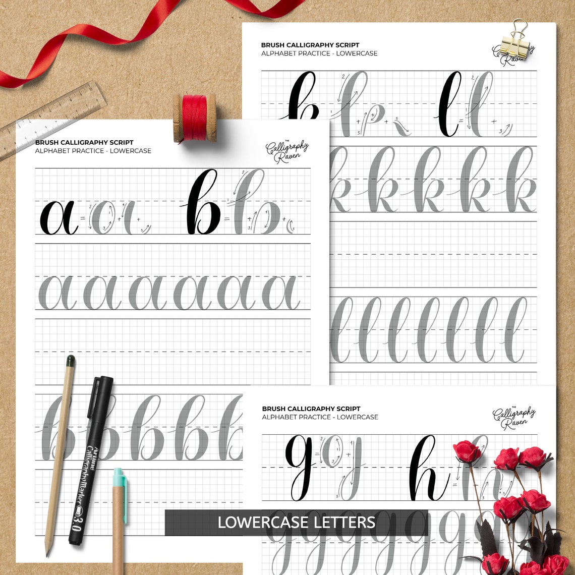 Brush Calligraphy Practice Worksheets Basic Strokes Etsy Denmark