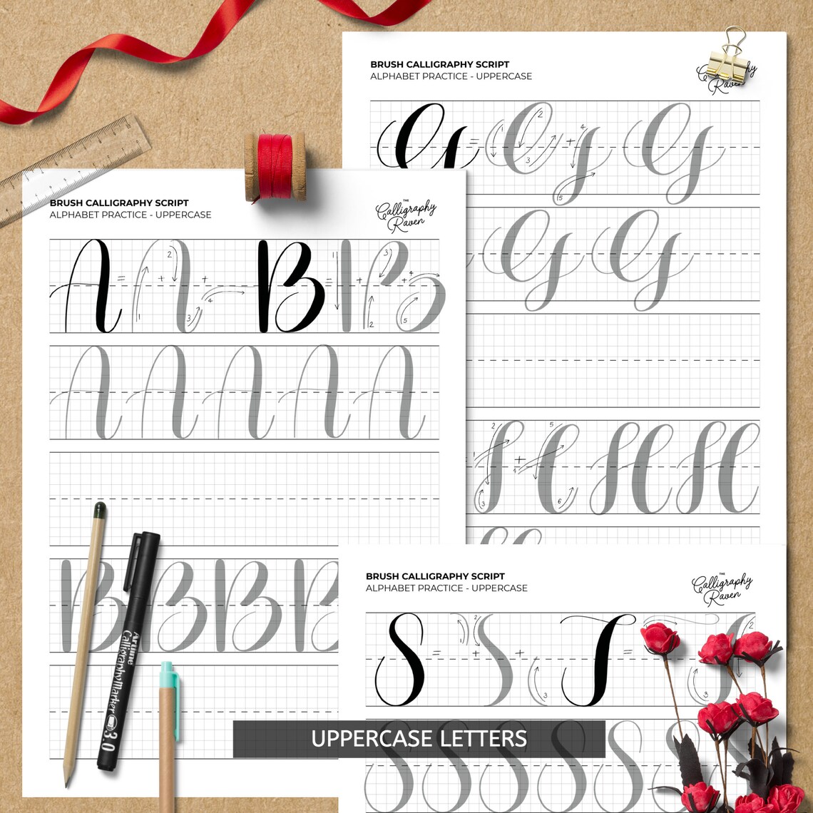 Brush Calligraphy Practice Worksheets Basic Strokes Etsy Denmark