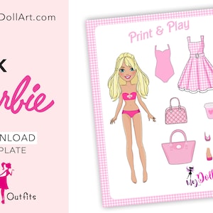 Barbie paper outfits Etsy Mexico