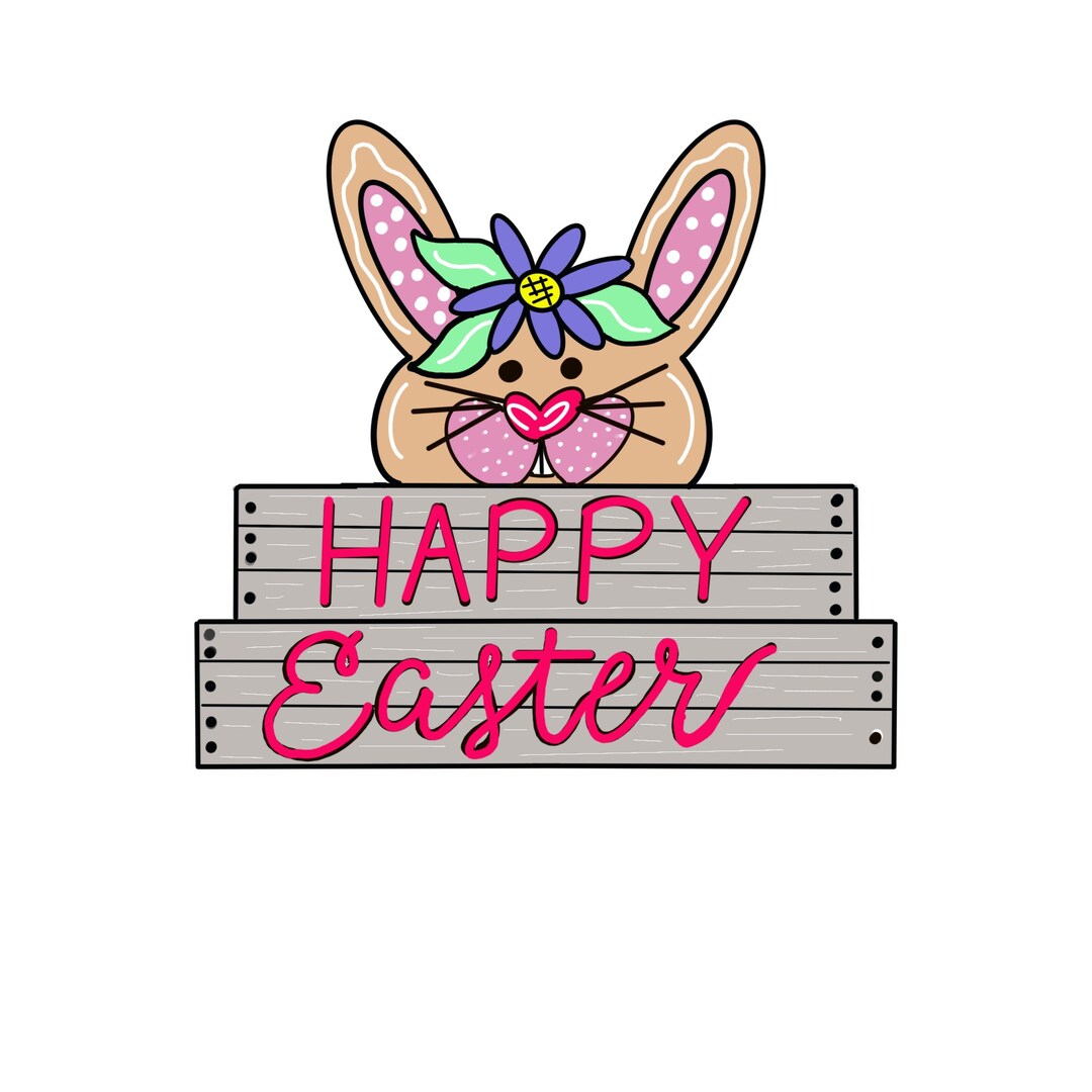 Easter Bunny Door Hanger Template | Bunny Sign Template | Digital ...