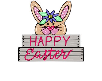 Easter Bunny Door Hanger Template | Bunny Sign Template | Digital Download | Door Hanger Template | Digital File | Easter Door Hanger