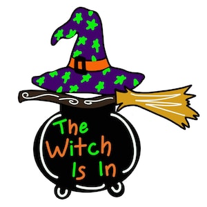 Template | Witch Cauldron Door Hanger Template | Welcome Door Sign | Digital Download | JPG - Outline - Template - Printable
