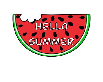Hallo zomer deur hanger sjabloon watermeloen deur hanger, fruit deur hanger, watermeloen teken, decor van het huis, hout schilderij ambachtslieden, fruit teken