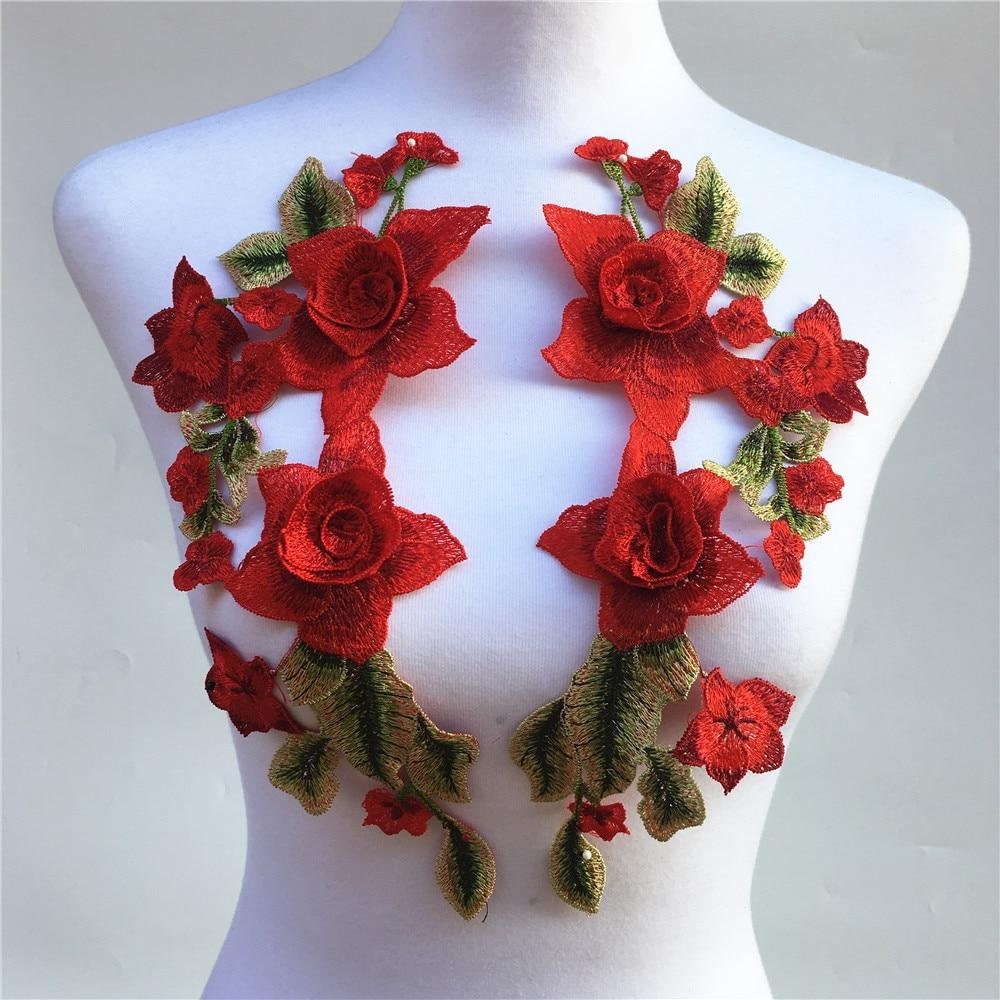 1 Yard Lace Applique 3D Rose Flower Lace Collar Embroidery DIY Sewing 10cm Wide