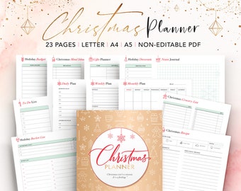 Christmas Planner Printable, Holiday Planner, Christmas Budget, Christmas Gift Planner, Xmas Planner, A5 Planner Inserts, PDF Download