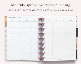 2024 Monatsplaner druckbar, Happy Planner Einlage, Monat auf zwei Seiten, Monatlicher Ewiger Kalender Refill, Undatierte Monatsvorlage