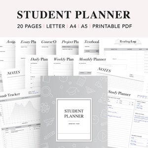Student Planner Printable, Back to School, College and University, Academic Planner, Semester Planner, Study Organizer, PDF Instant Download