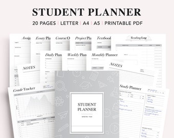 Student Planner Printable, Back to School, College and University, Academic Planner, Semester Planner, Study Organizer, PDF Instant Download