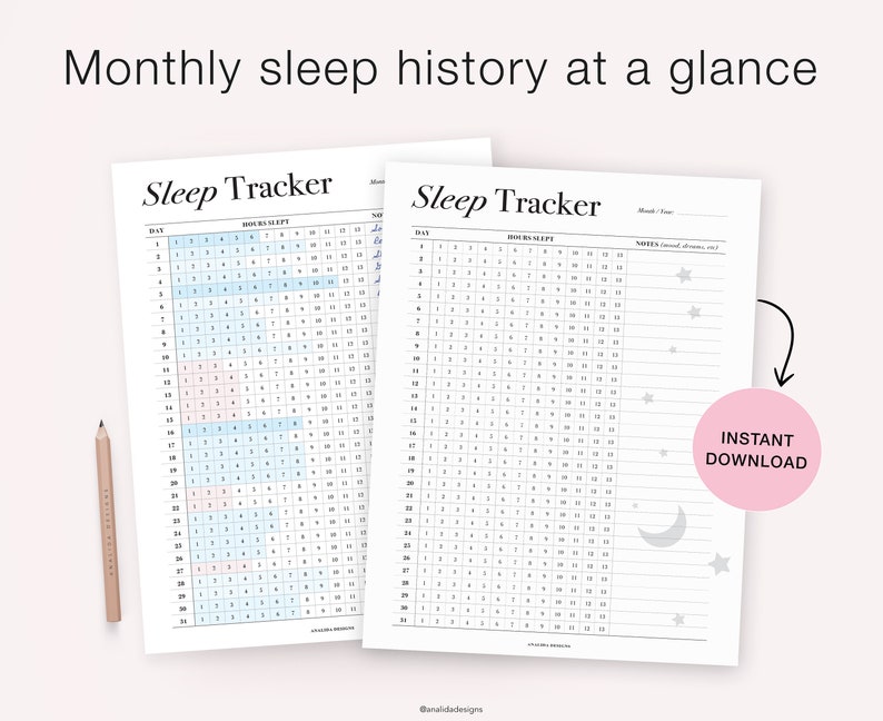 Sleep Tracker Printable, A5 Planner Inserts, Monthly Sleep Log, Sleep Tracking, Sleep Journal, Health Planner, PDF Instant Download image 3