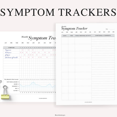 Symptom Tracker Printable Medical Planner Pain Tracker Etsy