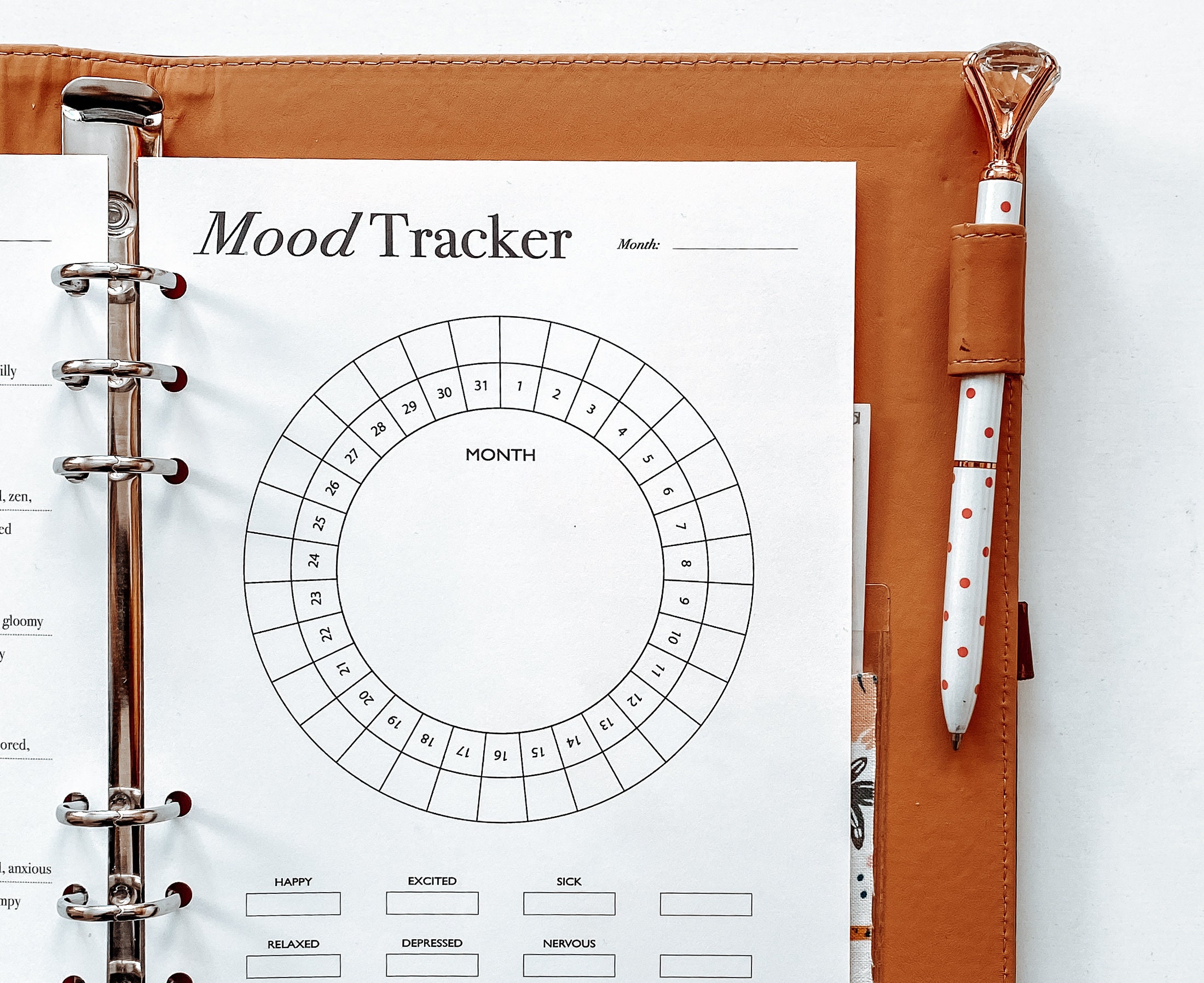 Mood Tracker Printable Yearly Monthly Mood Planner Circular Etsy