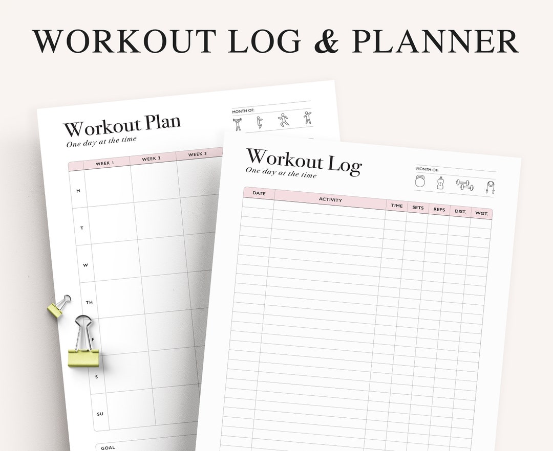 Workout Planner Printable, Exercise Log, Workout Template, Workout Calendar, Fitness Planner ...