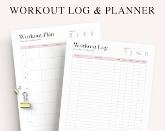 Workout Planner Printable, Exercise Log, Workout Template, Workout Calendar, Fitness Planner, Workout Tracker A5, A4 & US Letter