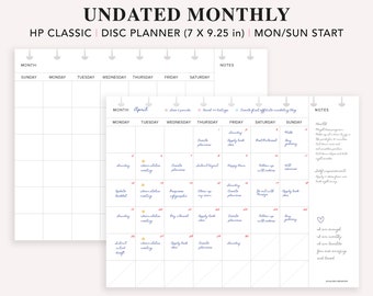 Undated Monthly Planner Printable: Happy Planner Classic Insert (PDF)