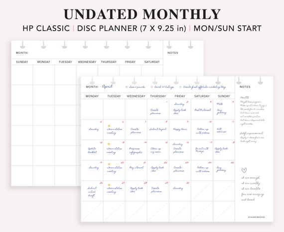 Monthly Planner Printable Happy Planner Classic Undated - Etsy