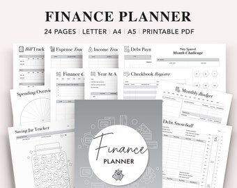 Finance Planner Printable, Debt Snowball, Savings Tracker, Budget Binder, Personal Finance, Digital Financial Planner, A5 Planner Inserts