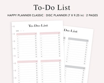 Liste de tâches imprimable : encart classique Happy Planner (PDF)