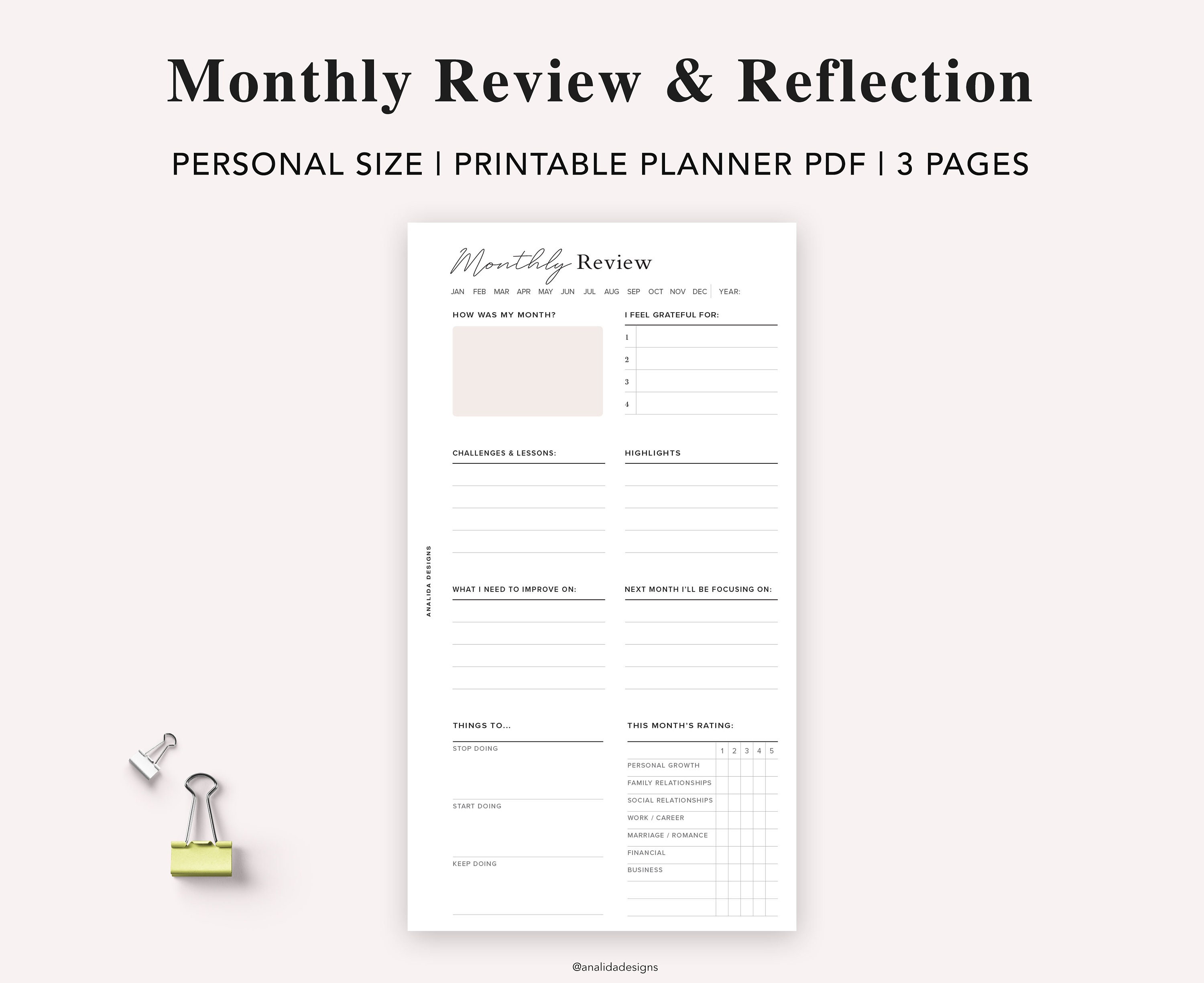 PERSONAL Daily Reflections Weekly Reflection Journal Monthly 