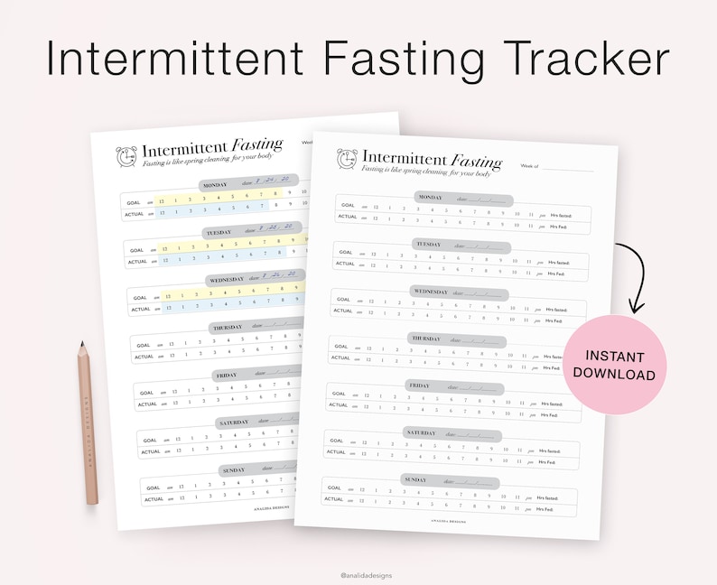 Intermittent Fasting, Fasting Printable, Daily Weekly Keto Tracker, Fasting Planner, Intermittent Fast Plan, A5 Inserts, Instant Download image 4
