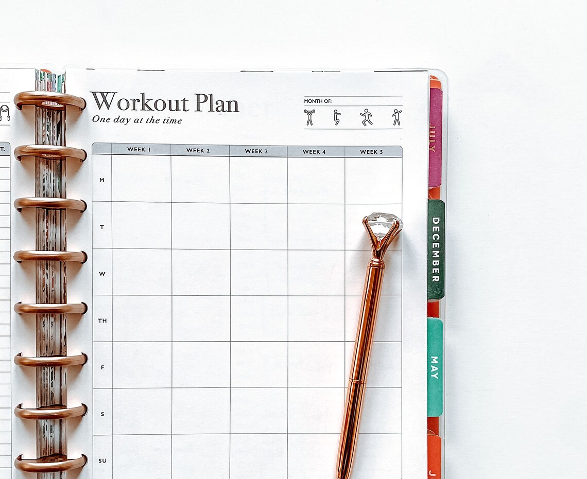 Workout Planner Printable Happy Planner Insert Workout Log Etsy
