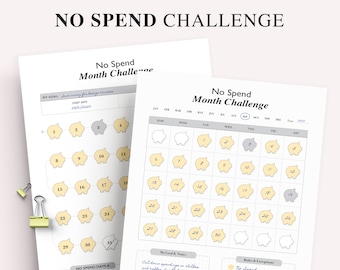 No Spend Challenge Tracker: Monthly Savings, A5 Planner (PDF Download)