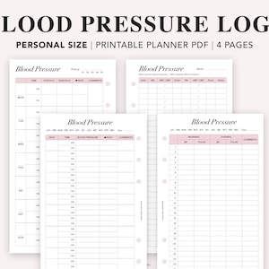 PERSONAL Printable Blood Pressure, blood pressure tracker, blood pressure monitor, blood pressure log, Health planner, Hypertension log